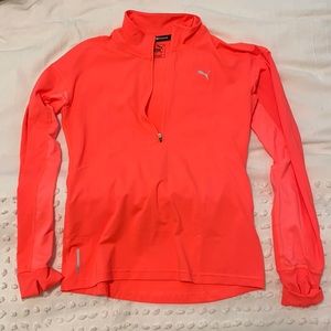 Puma Long Sleeve Half Zip Run Top Coral